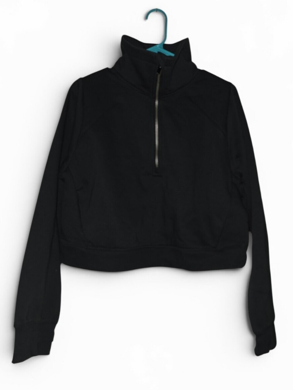 Womens All In Motion Black Core Fleece Half-Zip Pullover, Cropped, NWT!!!